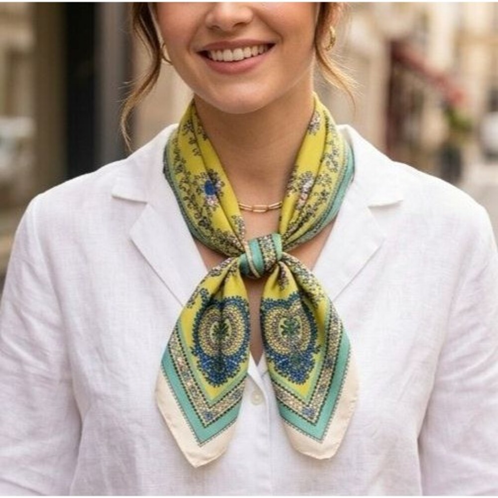 Free People So Silk Printed Bandana Scarf Tube Top Belt Floral Paisley Wrap OS